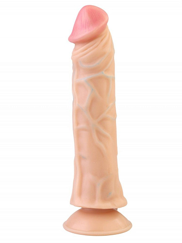 Рельефный вибромассажёр телесного цвета на присоске Сумерки богов 204-09 CD DD (20 см)