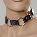 Кожаный черный ошейник с кольцами Sitabella 3112-1