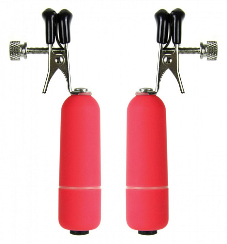 Красные клипсы на соски с вибрацией Shots Media BV OU039RED