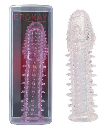 Прозрачная насадка на пенис с шипами Erokay Badboy EK-2208CL