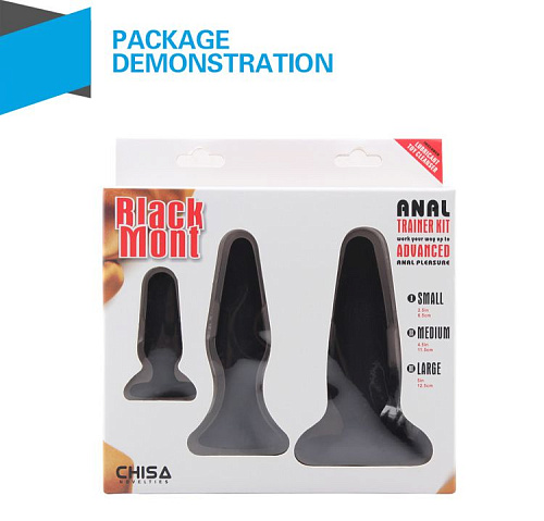 Набор из 3 чёрных анальных пробок Chisa Anal Traimer Kit CN-101257842