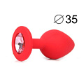 Красная конусовидная анальная пробка с розовым кристаллом Bior toys SF-70601-02 (8 см)