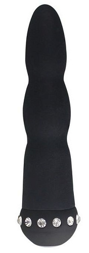 Чёрный вибратор со стразами Howells WAVY WAND 91018Black (14 см)