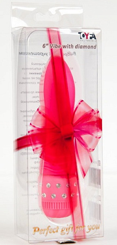 Розовый вибратор с кристаллами на основании ToyFa 881042-3