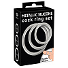 Набор из 3 серебристых эрекционных колец под металл Orion Metallic Silicone Cock Ring Set 05372170000