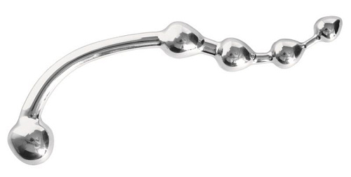 Изогнутый металлический стимулятор с шариками ToyFa 712010 (28 см)