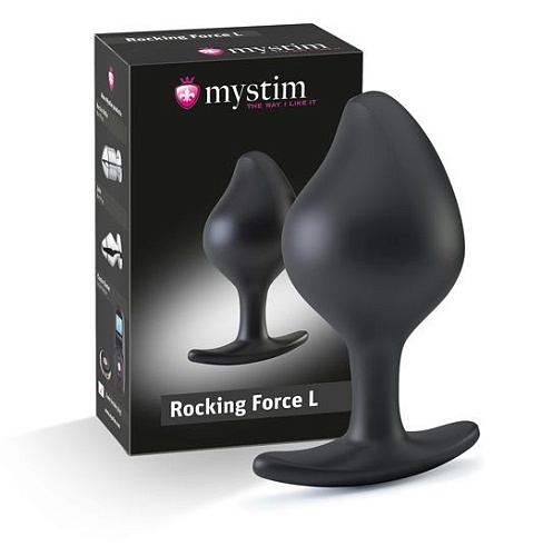 Чёрная анальная пробка для электростимуляции MyStim Rocking Force L 46271 (10,5 см)