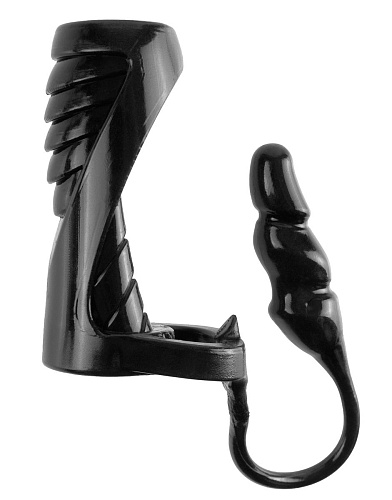 Чёрная насадка с анальной втулкой Pipedream Extreme Enhancer with Anal Plug PD4140-23