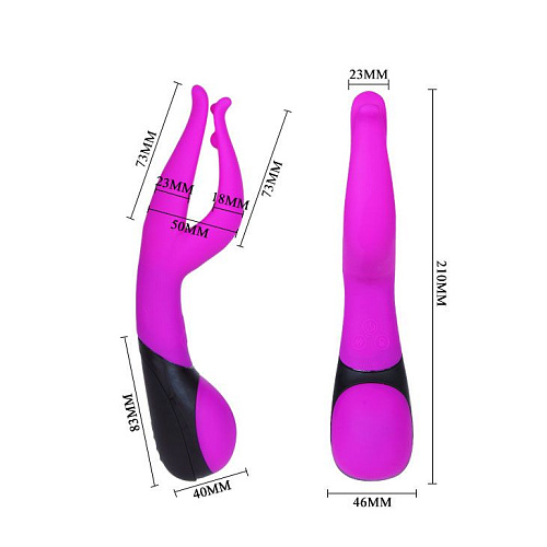 Вибратор с двумя кончиками фиолетового цвета Baile Pretty Love Dean BI-014254 (17,2 см)