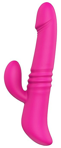 Розовый вибромассажёр с клиторальным отростком Dream Toys HEATING THRUSTER 21538 (20 см)