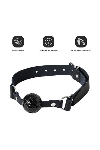 Чёрный кляп-шарик с отверстиями на регулируемом ремешке Штучки-дрючки 690208
