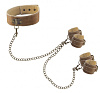 Коричневый кожаный ошейник с наручниками Shots Media BV OUCH! BROWN OU167BRN