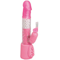 Розовый вибратор с бусинами и виброзайцем NMC FANTASY FORTRESS PINK 220170 (19 см)