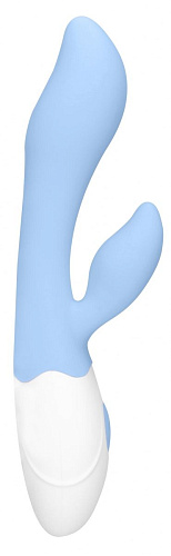 Голубой G-spot вибратор со стимулятором клитора Shots Media BV Sunset LOV016BLU (20 см)