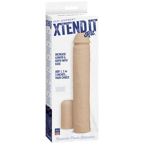 Телесная увеличивающая насадка на пенис Doc Johnson Xtend It Kit 0730-01-BX (22,8 см)