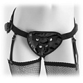 Чёрные женские трусики для страпона с креплением для чулок Pipedream Garter Belt Harness PD3468-23
