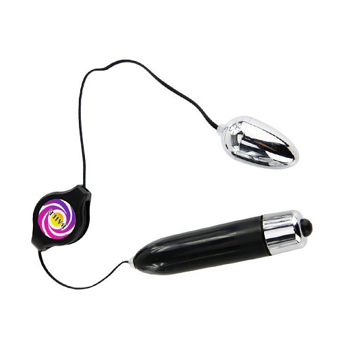 Серебрянное виброяйцо с растягивающимся шнуром Baile BI-014122-3