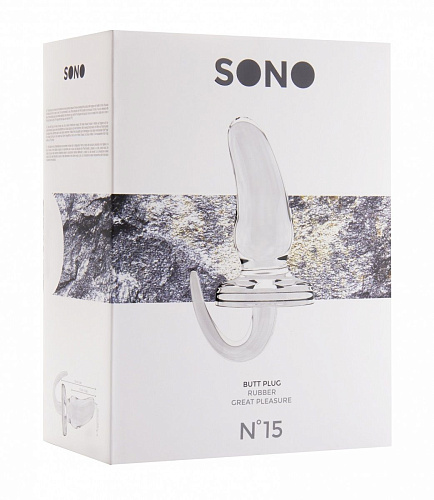 Прозрачная анальная пробка с изгибом Shots Media BV SONO №15 SON015TRA