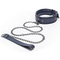 Тёмно-синий кожаный ошейник с поводком Fifty Shades of Grey DARKER LIMITED COLLECTION COLLAR CHAIN FS-65095