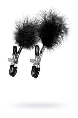 Зажимы для сосков с чёрным пухом ToyFa Theatre 705009