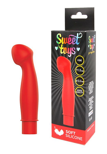 Красный вибромассажёр с изогнутой круглой головкой Bior toys ST-40179-3 (11,5 см)