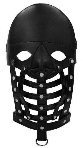 Чёрная маска-шлем Shots Media BV Leather Male Mask PAI011BLK