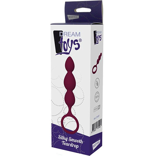 Бордовая анальная цепочка с круглым колечком-ограничителем Dream Toys 21437