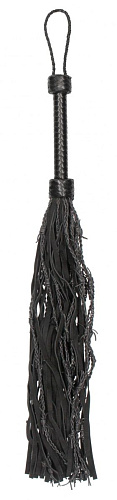 Чёрная многохвостая плетёная плеть Shots Media BV Leather Suede Barbed Wired Flogger PAI013BLK (76 см)