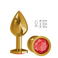 Золотистая средняя пробка с красным кристаллом Сумерки богов 520-04 red-DD (8,5 см)