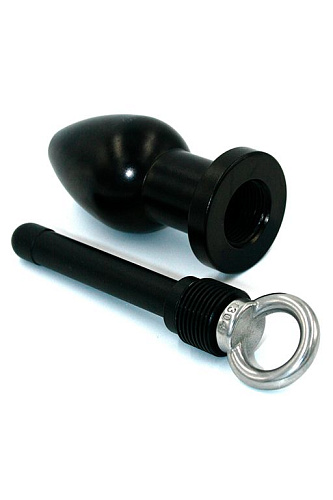 Чёрная полая анальная втулка с вставным поршнем Kanikule KL-ETAL05