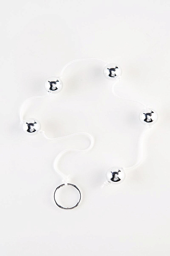 Серебристые анальные шарики Seven Creations 123S-BX