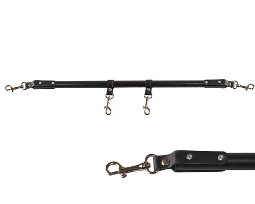 Чёрная металлическая распорка с кожаными ремешками и карабинами Sitabella 3345 (65 см)