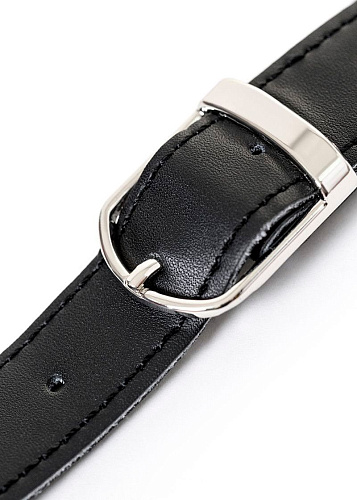 Кляп-крючок на чёрном кожаном ремешке ToyFa 708005