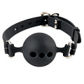 Чёрный шарик-кляп из силикона с прорезями для дыхания Pipedream Silicone Breathable Ball Gag Large PD3697-03