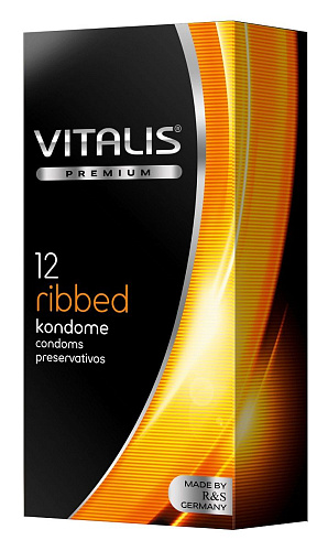 Прозрачные, ребристые презервативы R S GmbH VITALIS PREMIUM №12 ribbed (12 шт)
