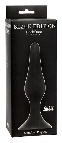Чёрная анальная пробка Lola toys Slim Anal Plug XL 4204-01Lola (15,5 см)