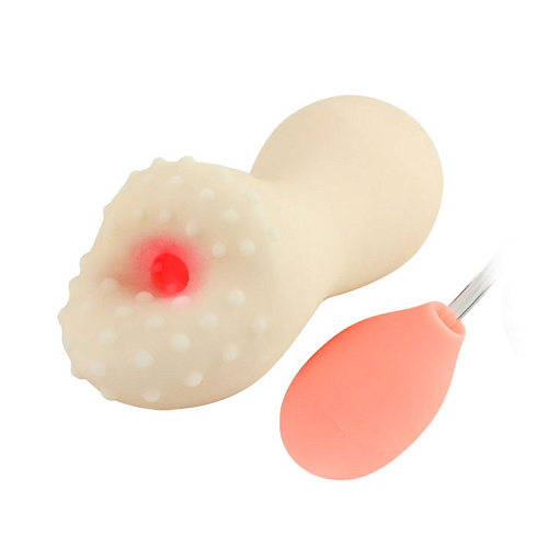 Реалистичная объемная вагина-мастурбатор телесного цвета с грушей для надува Baile BM-009139Q