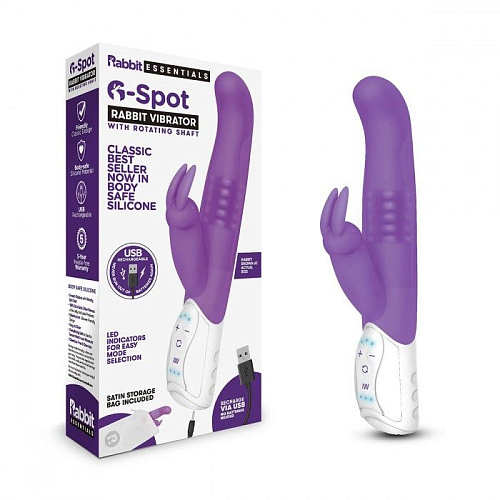 Фиолетовый G-стимулятор с клиторальным отростком Rabbit Essentials RR-004-PUR (24 см)