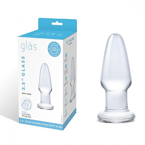 Гладкая стеклянная анальная пробка Glas GLAS-141 (8 см)