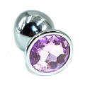 Серебристая анальная пробка с сиреневым кристаллом Kanikule AP-AL001-LLP (10 см)