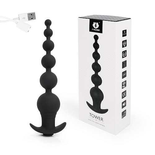 Чёрная анальная виброёлочка S-HANDE TOWER SHD-S121 (20,7 см)