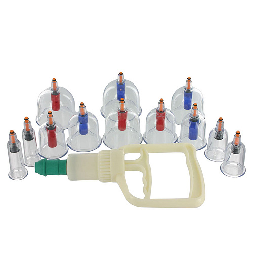 Набор из 12 прозрачных вакуумных помп XR Brands Sukshen 12 Piece Cupping Set AB657