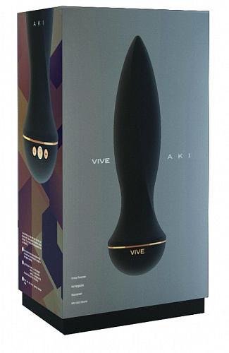 Чёрный вибратор с заострённым кончиком Shots Media BV Aki VIVE002BLK (17,5 см)