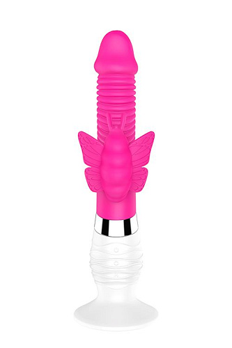 Розовый вибратор с клиторальным стимулятором Dibe ANNA 380029 (26 см)