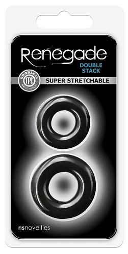 Набор из двух чёрных эрекционных колец NS Novelties Double Stack NSN-1111-73