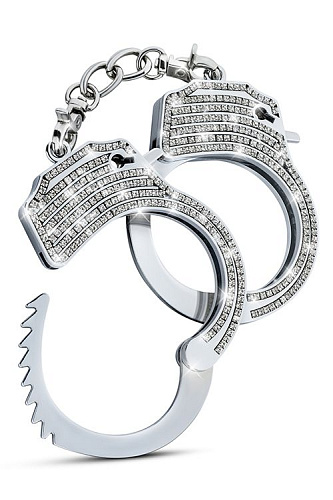 Серебристые наручники со стразами Blush Novelties Bling Cuffs BL-55500