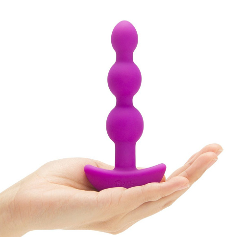 Анальная лиловая виброёлочка b-Vibe TRIPLET ANAL BEADS FUCHSIABV-005-FUC (14 см)
