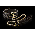 Чёрный ошейник с золотистым цепным поводком Pipedream Collar Leash PD3978-23