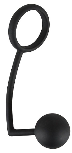 Чёрное эрекционное кольцо с шариком для анальной стимуляции Orion 0512141