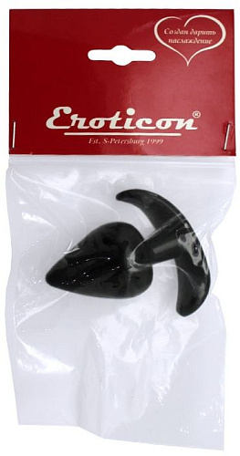 Чёрная анальная пробка с широким основанием Eroticon 31047 (6,5 см)